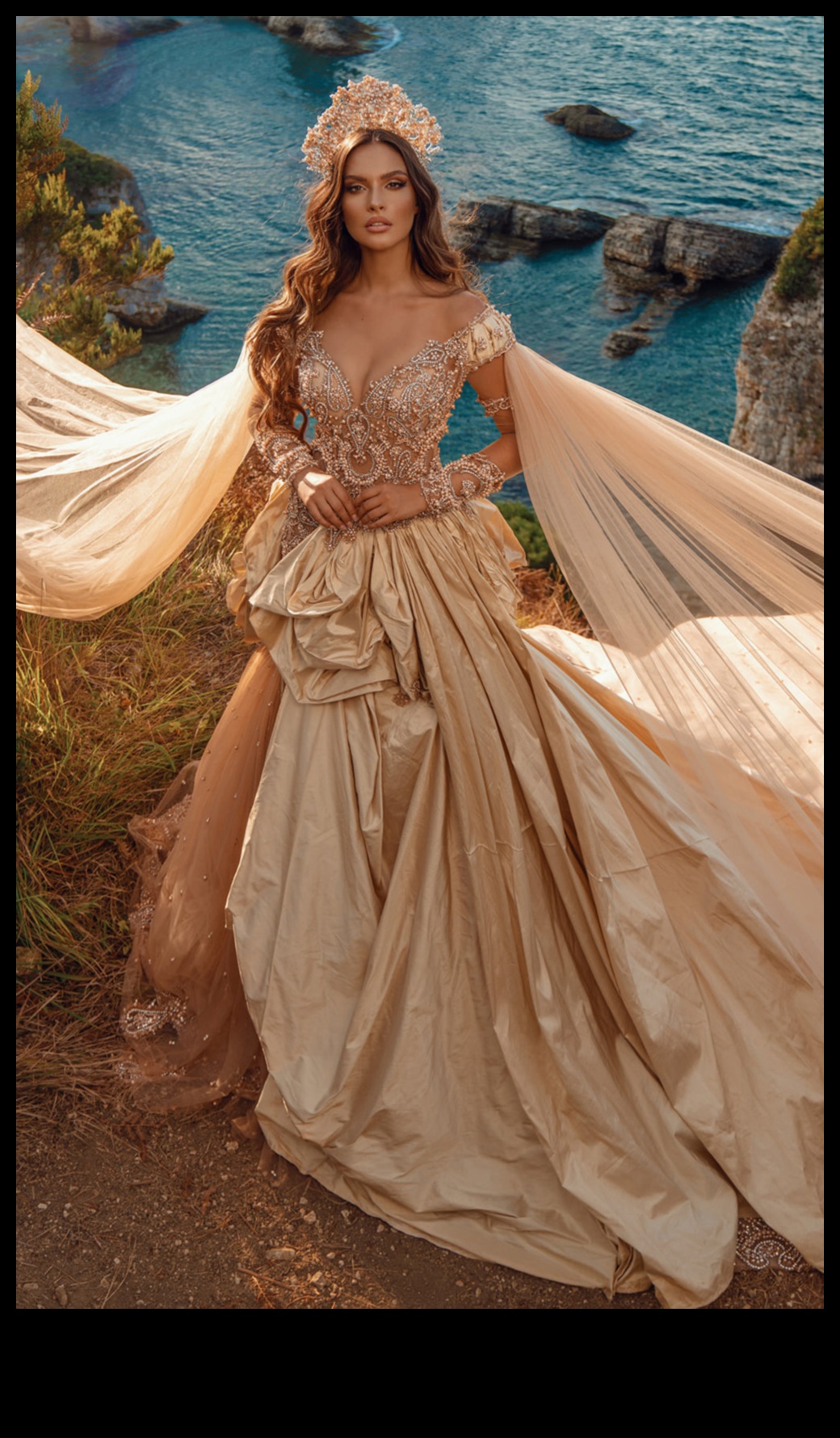 Apzeltīts Glam: Vintage līgavas kleita Elegance